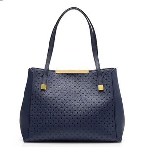 J Crew Perforated Navy Claremont Tote